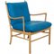 Chaise Colonial en Cuir Bleu par Ole Wanscher 3