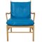 Stuhl im Kolonialstil aus blauem Leder von Ole Wanscher 1
