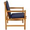Lounge Chair in Blue Fabric by Hans Wegner, 1960s, Image 2