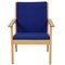 GE284 Chair with Ottoman in Blue Fabric by Hans Wegner, 2000s, Set of 2 3