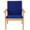 GE284 Stuhl mit Ottomane aus blauem Stoff von Hans Wegner, 2000er, 2er Set 3