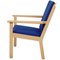 GE284 Stuhl mit Ottomane aus blauem Stoff von Hans Wegner, 2000er, 2er Set 7
