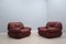 Brown Leather Armchairs from Mobil Girgi, 1970s, Set of 2 1