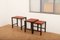 Nesting Tables with Painted Black Wooden Frame & Red Linoleum Tops, Set of 3 14