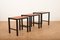 Nesting Tables with Painted Black Wooden Frame & Red Linoleum Tops, Set of 3 4