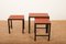 Nesting Tables with Painted Black Wooden Frame & Red Linoleum Tops, Set of 3 3