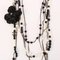 Pearl Camellia Motif CC Mark Long Necklace in Silver, Black & White from Chanel, 2003 2