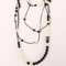 Pearl Camellia Motif CC Mark Long Necklace in Silver, Black & White from Chanel, 2003 3