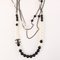 Pearl Camellia Motif CC Mark Long Necklace in Silver, Black & White from Chanel, 2003, Image 9