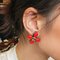 Chanel 1996 Made Flower Motif Cc Mark Earrings Red, Set of 2 2