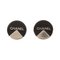 Round Bicolor Logo Earrings in Black/Silver from Chanel, 2000, Set of 2 1