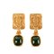 Chanel 1994 Made Gripoix Square Cc Mark Swing Earrings Green, Set of 2 1