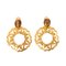 Chanel 1995 Made Tiger Eye Stone Circle Cc Mark Earrings Brown, Set of 2 1