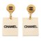CC Mark Shopping Bag Motif Swing Earring in White from Chanel, Set of 2, Image 1