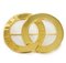 W5 Vintage Golden Brooch in Double Circle Round Motif with Embossed Logo from Celine 1