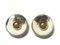 Hermes Vintage Golden Round Earrings With White Silk Fabric Frames, Set of 2 1