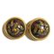 Runde Vintage Cloisonne Goldene Emaille Ohrringe mit Schwarzem, Gelbem und Rotem Tanzpaar Design von Hermes, 2 . Set 1
