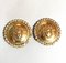 Vintage Large Round Gold Tone Medusa Face Earrings with Crystal Glasses from Gianni Versace, Set of 2 1