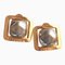 Chanel Vintage Metallic Tone Gripoix Stone Earrings In Golden Square Shape, Set of 2 1