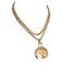 Goldene Vintage Halskette mit rundem Cc Mark Charm Anhänger oben von Chanel 2