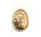 Broche grande vintage en tono dorado en forma de moneda ovalada con logotipo CC y motivo de corona en relieve de Chanel, Imagen 1