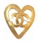 Broche vintage en forma de corazón en tono dorado con marca CC de Chanell, Imagen 1
