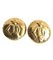 Vintage Gold Tone Round Earrings with Mademoiselle Figure from Louis Vuitton, Set of 2 1