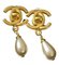 Chanel Vintage Teardrop Faux Pearl And Turn-Lock Cc Dangle Earrings, Set of 2 1