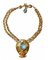 Vintage Statement Necklace with Gripoix Blue Stone and CC Mark Top from Chanel 1