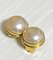 Petites Boucles d'Oreilles Rondes Vintage en Perles avec Cadre Doré de Celine, Set de 2 1