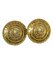 Yves Saint Laurent Vintage Golden Round Logo Round Earring With Engraved Signature, Set of 2 1
