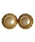 Vintage Golden Round Earrings with Faux Pearl and Logo Frame from Chanel, Set of 2 1