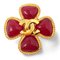Vintage Gripoix Red Glass Golden Frame Brooch with CC Mark from Chanel, Image 1