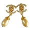 Chanel Vintage Teardrop Turn-Lock Crystal Cc And Dangle Pearl Earrings, Set of 2 1
