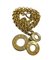 Goldene dreifache runde Vintage Hoop Charm Halskette von Celine 1