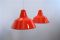 Grandes Lampes à Suspension en Émail Rouge-Orange de Louis Poulsen, Danemark, 1960s, Set of 2 1