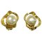 Vintage Gold Tone Oyster Earrings with Round Pearl from Chanel, Set of 2 1