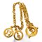 Goldene Vintage Halskette mit Music Note Charm Top von Celine 1