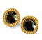 Celine Vintage Black Diamond Cut Glass Earrings With Golden Chain Frame, Set of 2 1
