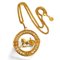 Goldene Vintage Halskette mit Kristall Große Triomphe Carriage Logo Charm Top Halskette von Celine 1