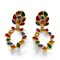 Vintage Colorful Gripoix Glass Dangle Earrings from Yves Saint Laurent, Set of 2 1