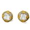 Vintage Gold Tone CcCand Round Pyramid Crystal Stone Earrings from Chanel, Set of 2 1