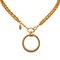 Collar con colgante de lupa de doble cadena bañado en oro de Chanel, Imagen 1