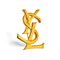 Goldene Vintage YSL Logo Brosche von Yves Saint Laurent 1