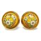 Hermes Vintage Cloisonne Enamel Yellow And Golden Round Earrings With Flower And Pomegranate, Set of 2 1
