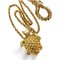 Vintage Golden Chain Statement Necklace with a Faux Pearl Head Golden Turtle from Yves Saint Laurent 1