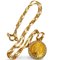 Celine Vintage Golden Round Logo with Rhinestone Pendant Top Skinny Chain Necklace 1