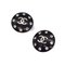 Schwarze Vintage Kunststoff Ohrringe mit Strass Kristallen und CC Motiv von Chanel, 2 . Set 1