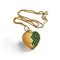 Vintage Golden Chain Necklace with Heart and Green Crystal Pendant from Yves Saint Laurent, Image 1