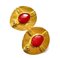 Goldene Vintage Ovale Ohrringe mit rotem Stein und CC Mark von Chanel, 2 . Set 1
